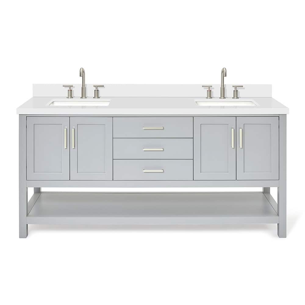 Ariel S073DWQRVO Magnolia 72" Free Standing Double Basin Vanity Set