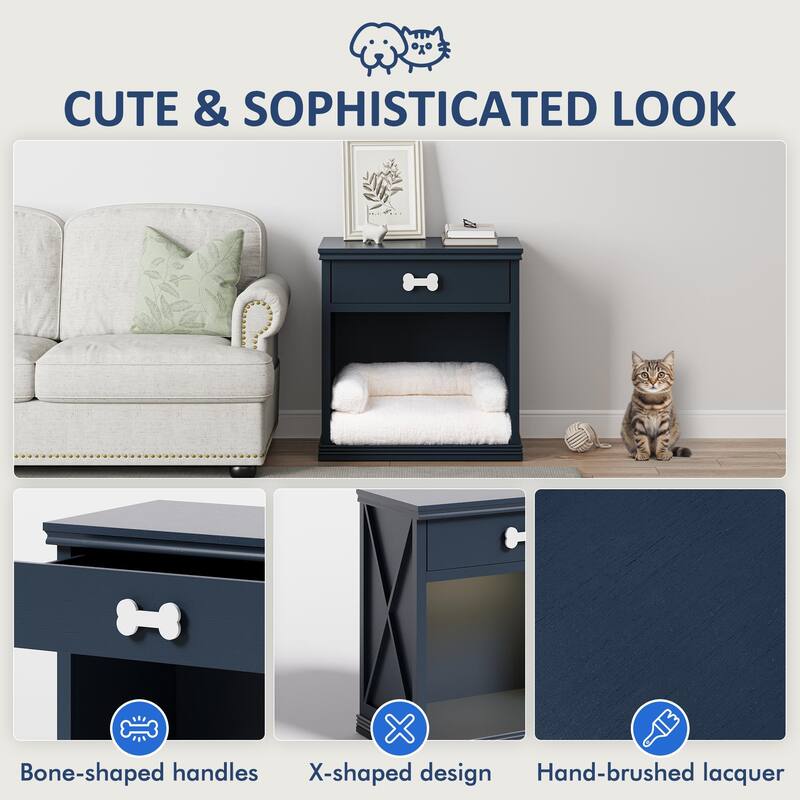 Cat Litter Box Enclosure, Nightstand with Light
