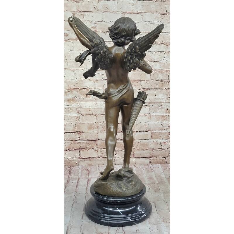 Vintage Style Bronze Putti Cherub Angel Child Cupid W/ Arrows Sculpture Statue