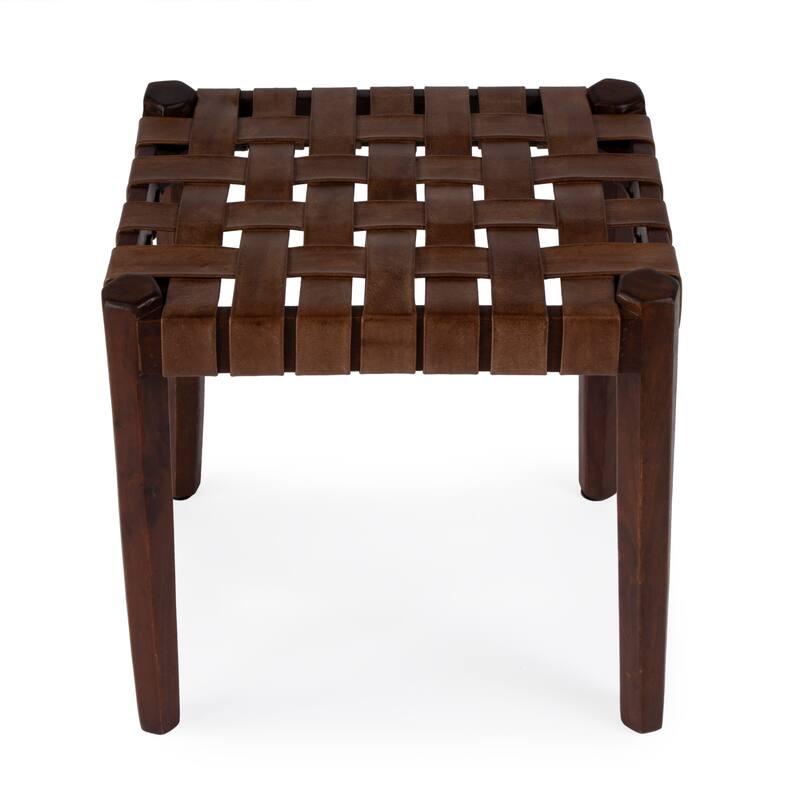 Kerry Leather Woven Stool