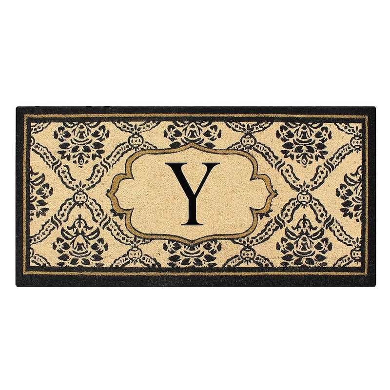 A1HC Uriel Treated Coir Monogrammed Entry Double Door Mat 30"x 60" - Y