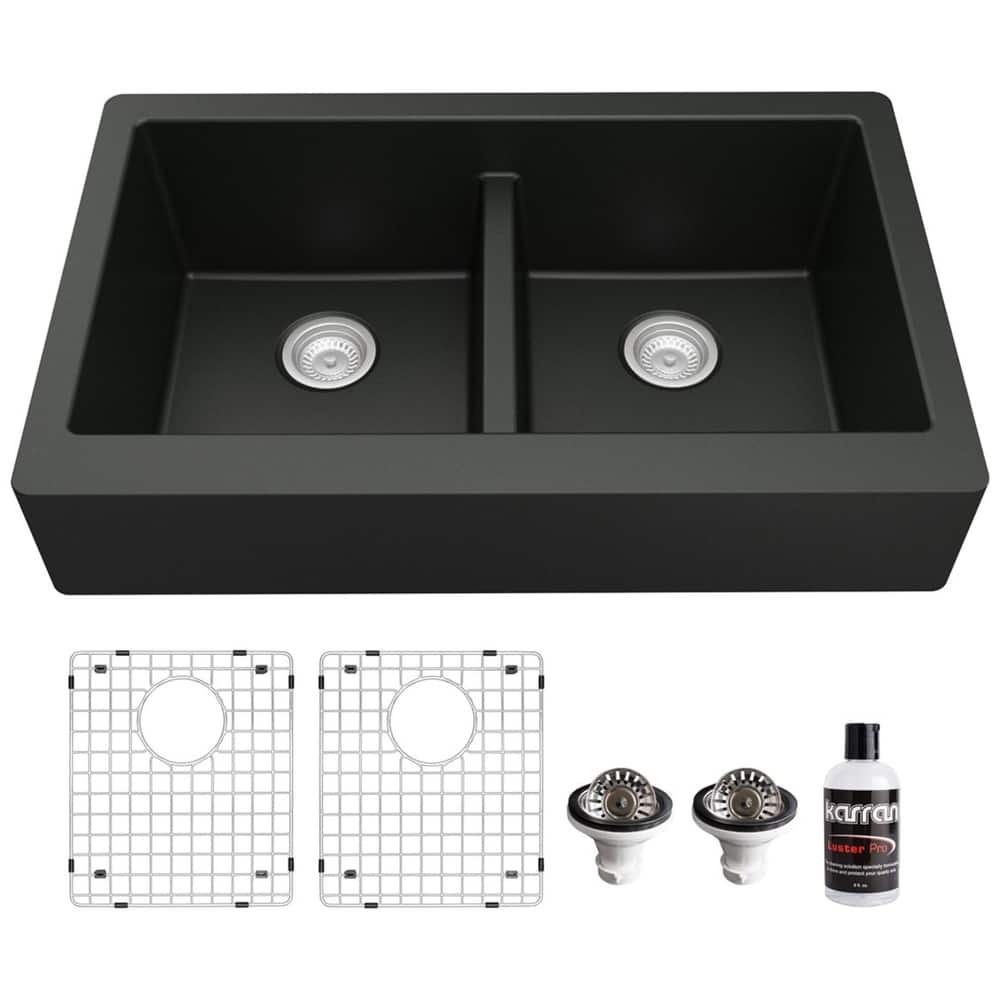 Karran USA QAR-750-PK1 Quartz QAR 34" Farmhouse Double Basin Quartz