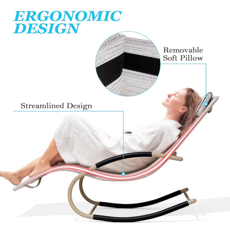 Outdoor Patio Rocking Chairs Curved Rocker Chaise Lounge Chairs (Set of 2) - 57.87" L x 24.70" W x 35.43" H