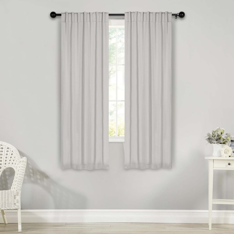 Superior Solid Room‑Darkening Curtain Panels (Set of 2) Machine Washable, Thermal & Noise‑Reducing, Back‑Tab Header