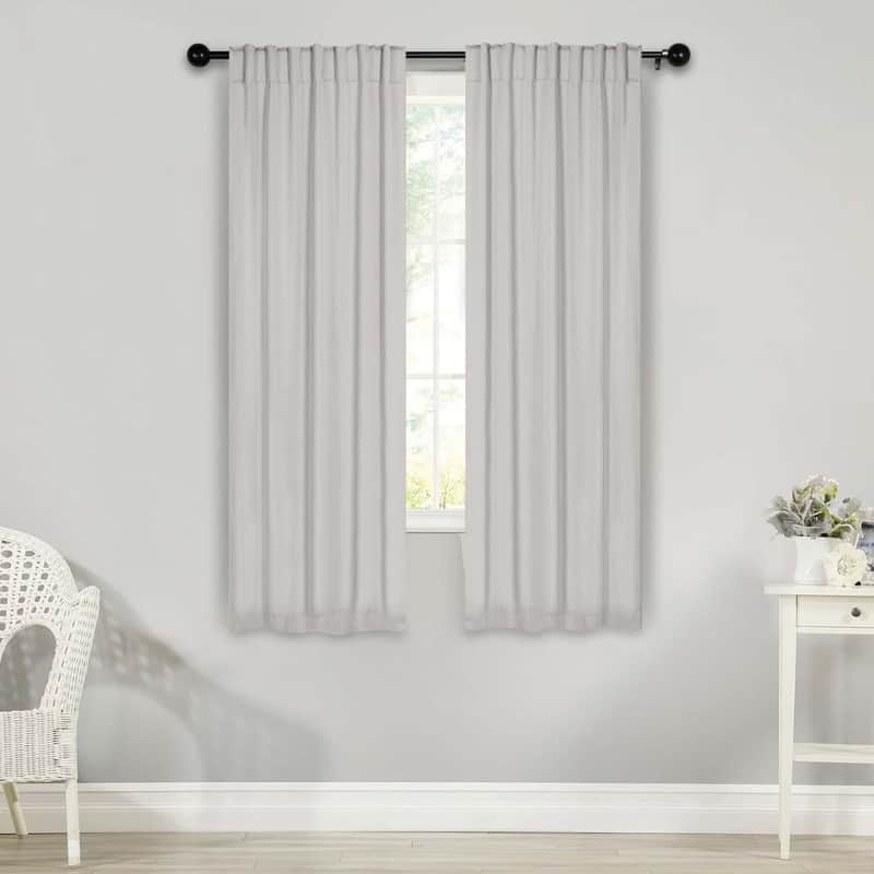 Superior Solid Room‑Darkening Curtain Panels (Set of 2) Machine Washable, Thermal & Noise‑Reducing, Back‑Tab Header - 26" x 63" - Chrome