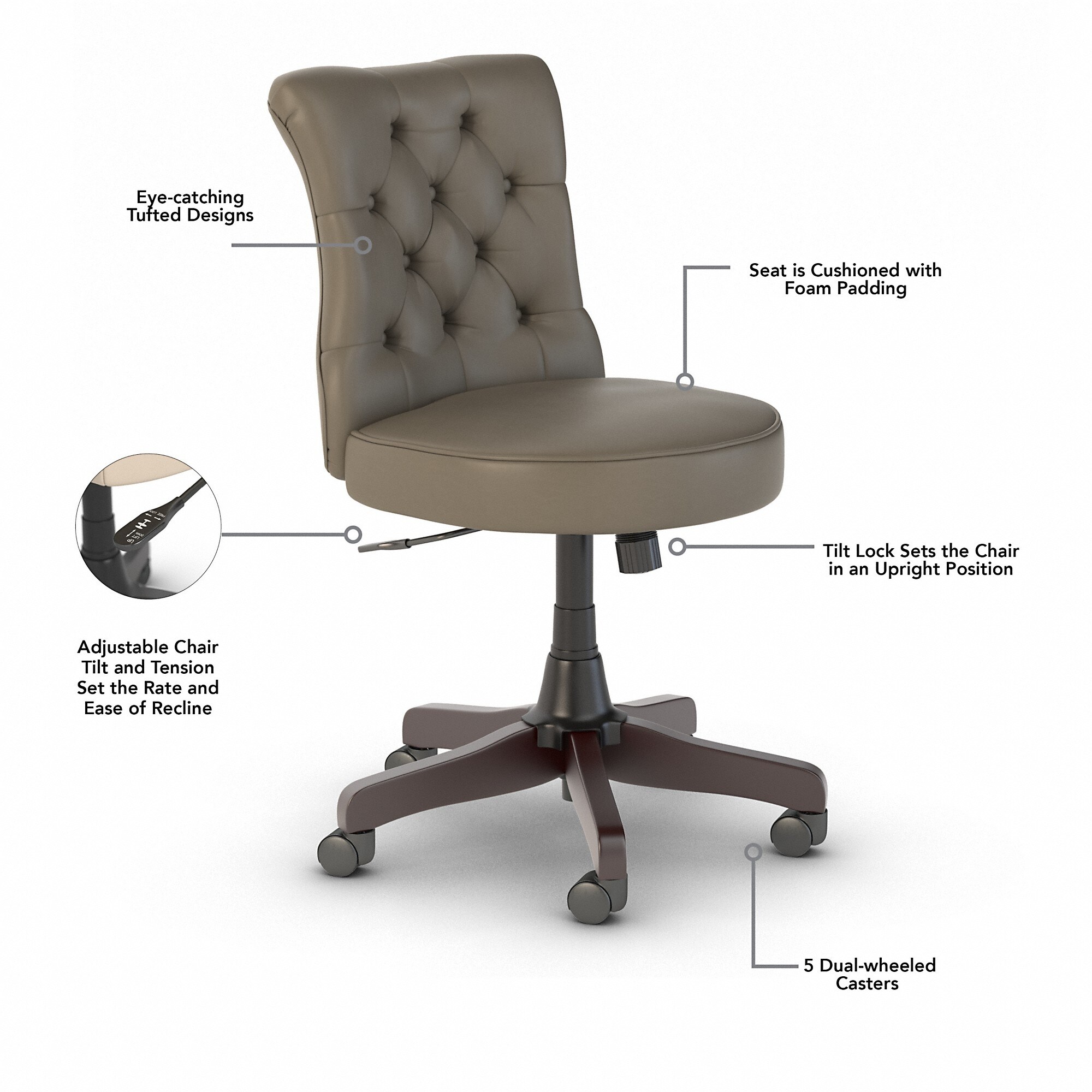 Salinas Mid Back Tufted Office Chair by Bush Furniture Bed Bath Beyond 32162268