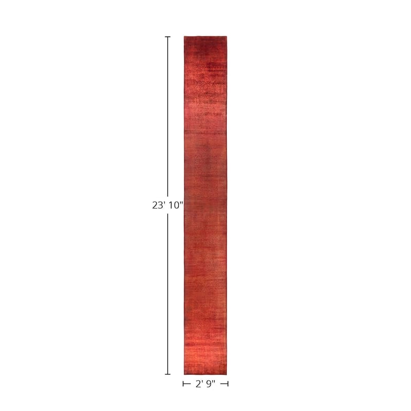 Overton Hand Knotted Wool Vintage Inspired Modern Contemporary Overdyed Orange Runner Rug - 2' 9" x 23' 10"