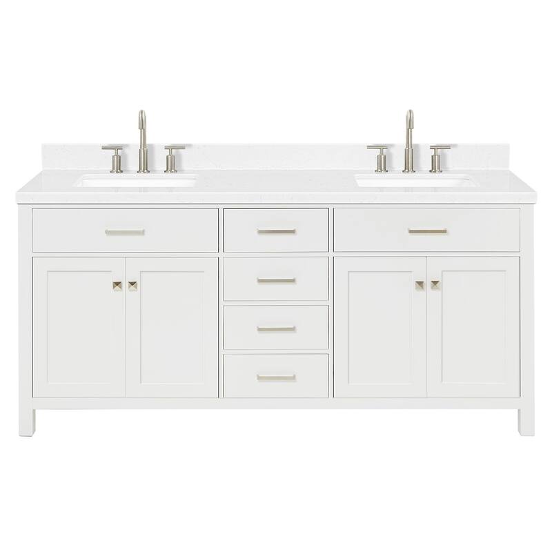 Ariel H072DCQRVO Bristol 72" Free Standing Double Basin Vanity Set - White