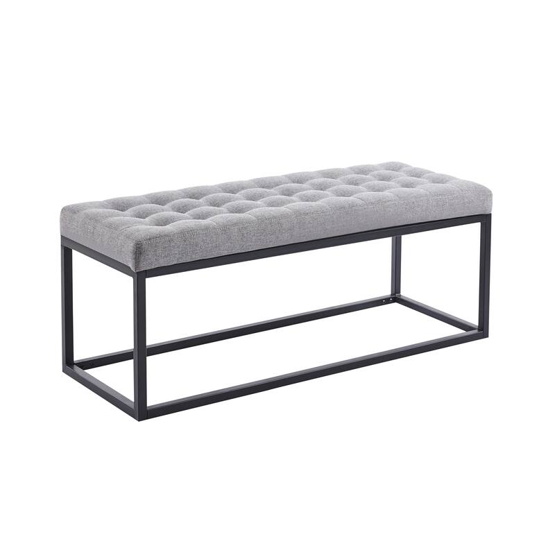 Porthos Home Vera Fabric Bench with Steel Base - Grey