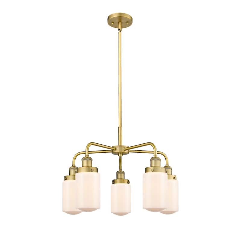 Innovations Lighting Dover - 5 Light 23" Stem Hung Chandelier - Brushed Brass/Matte White