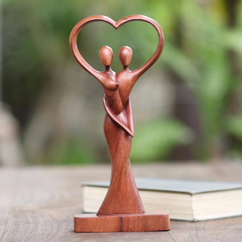 Novica Handmade Falling In Love Wood Statuette