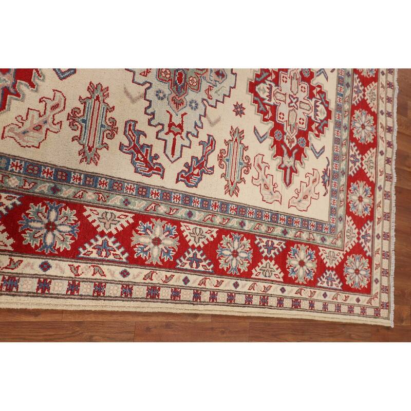 Beige / Ivory Kazak Area Rug Hand-Knotted Wool Carpet - 5'1" x 6'11"