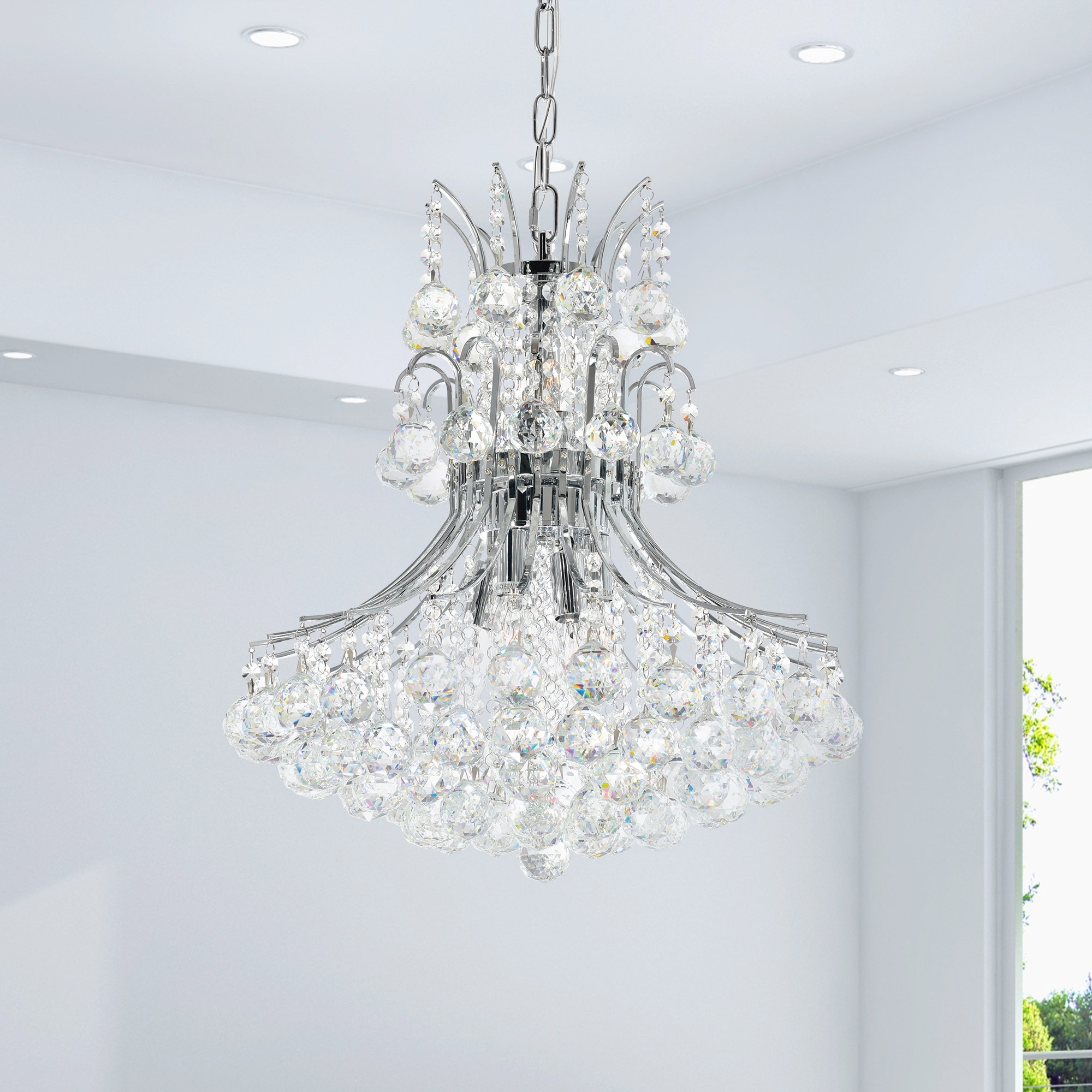 CWI Lighting Princess 8 Light 20in Chrome Down Chandelier with Crystals