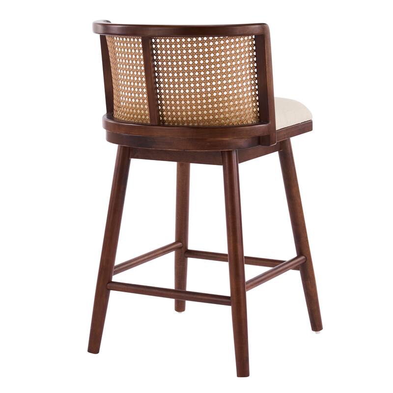 Christopher Knight Home - Talia Scandinavian Upholstered Wooden Counter Stool Set - Bar Chairs with Rattan Backrest