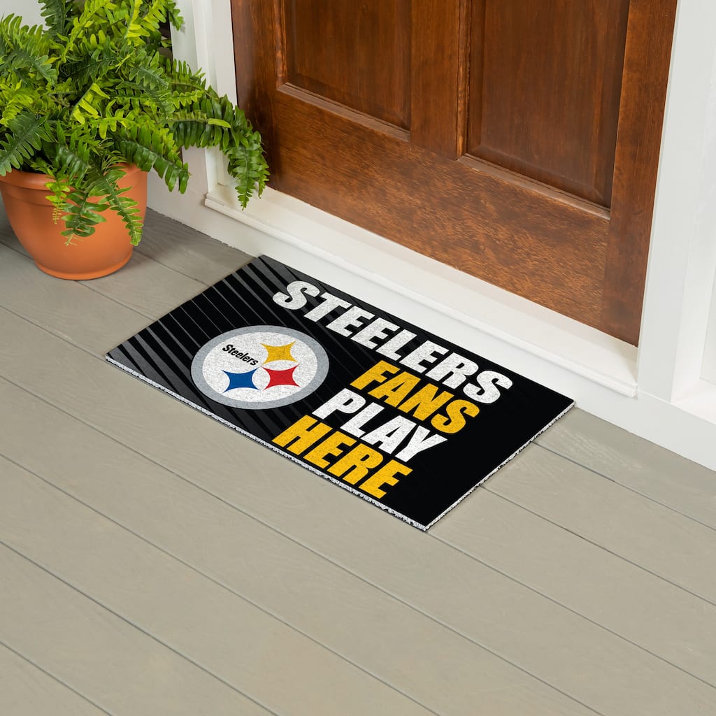 28 in. x 16 in. Pittsburgh Steelers "Fans Play Here" PVC Door Mat