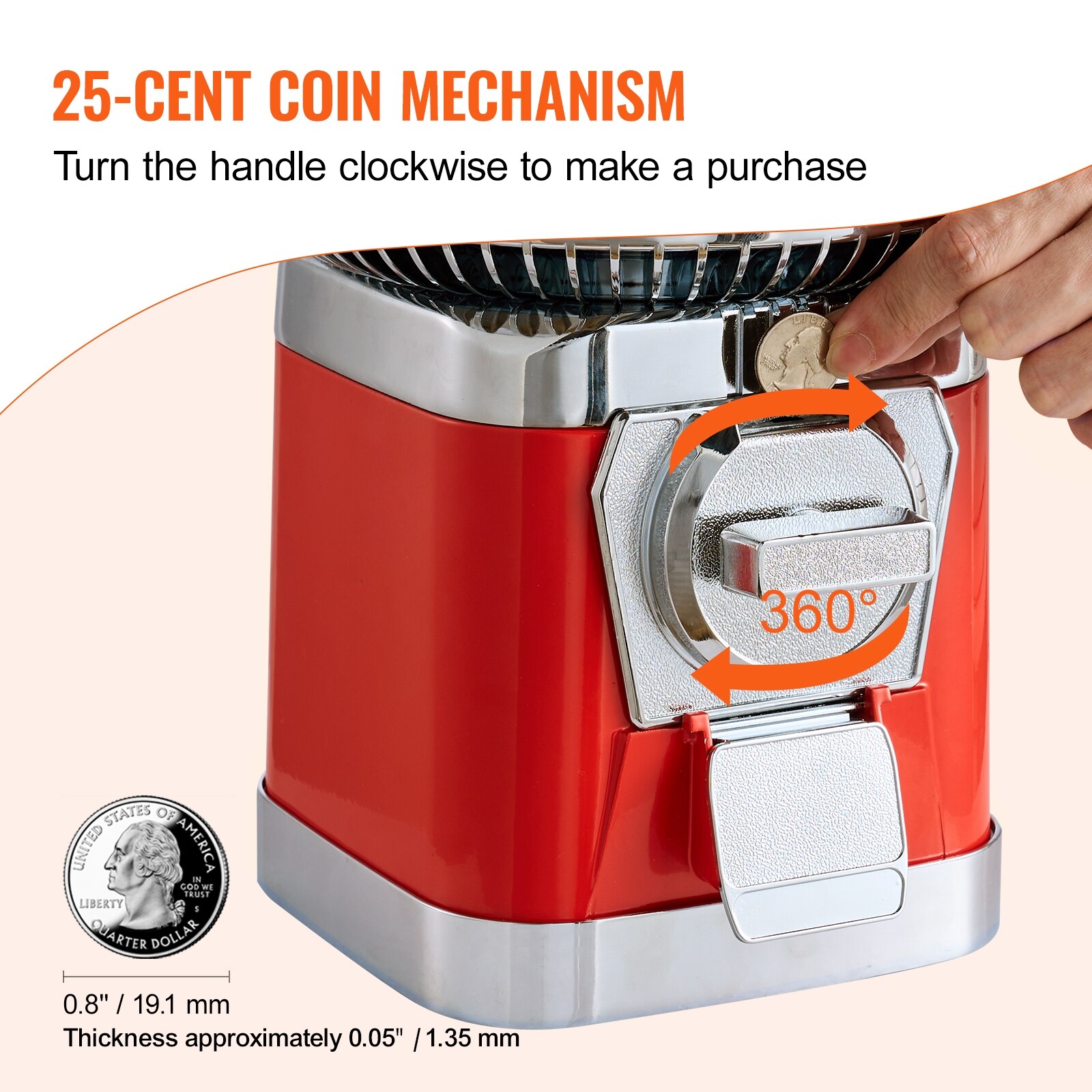 Vending Machine, 25 Cents Commercial Candy Gumball Machine, Huge Load Capacity Gumball Bank, Vending Machine For 700-800 Coins, Perfect For Game Stores And Retail Stores Modern Style (Black