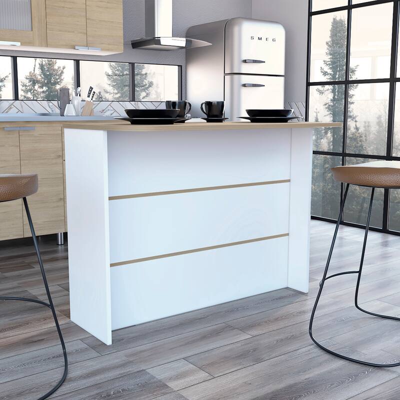 Kitchen Bar for Kitchen, Dining Room,Living Room, White / Light Pine