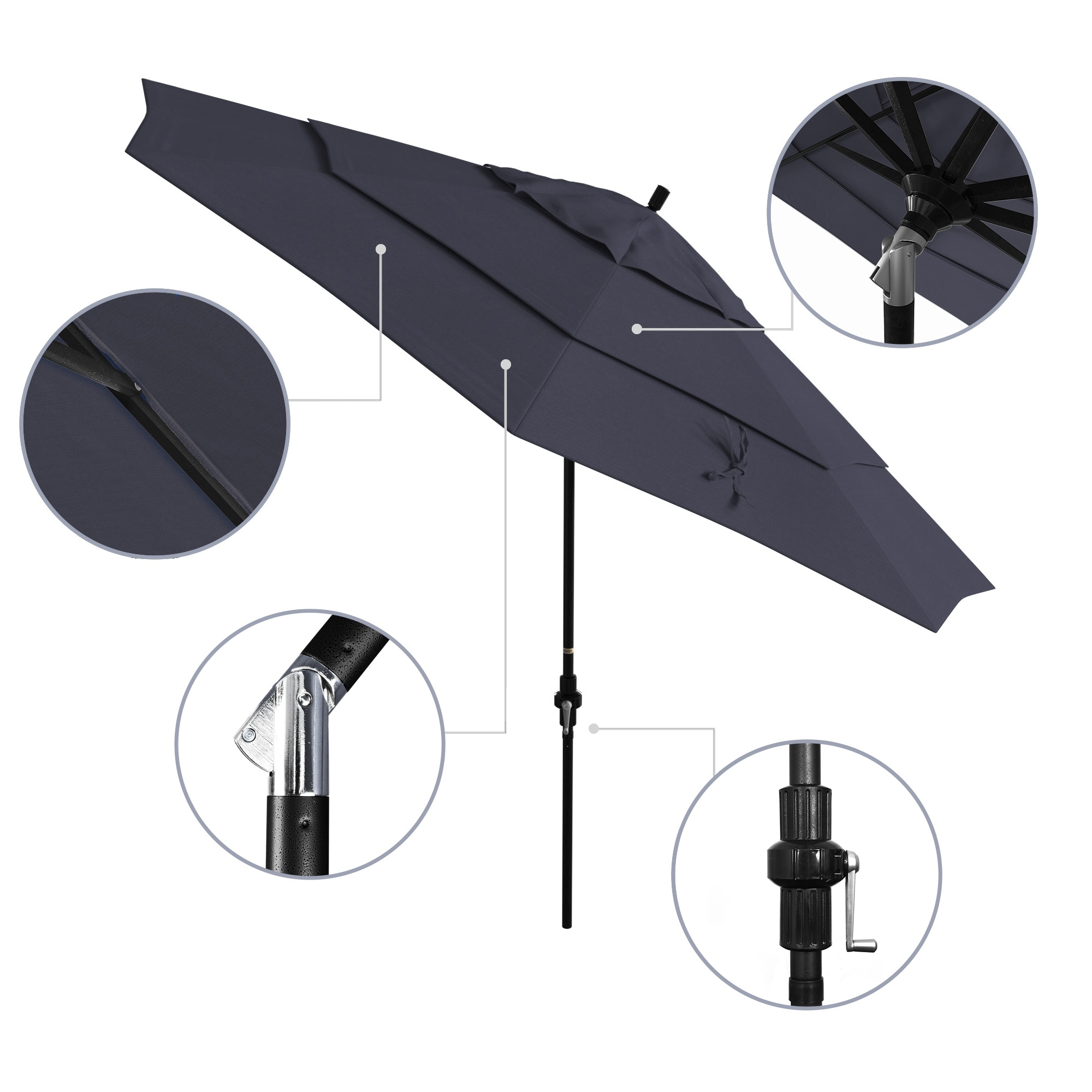 california umbrella 11-ft. sun master black finish patio umbrella MASTERCANOPY 9ft 3-Tier Olefin 5-Year-Non-Fading The industry standard has been raised by this extra Treasure Garden Market Aluminum 11