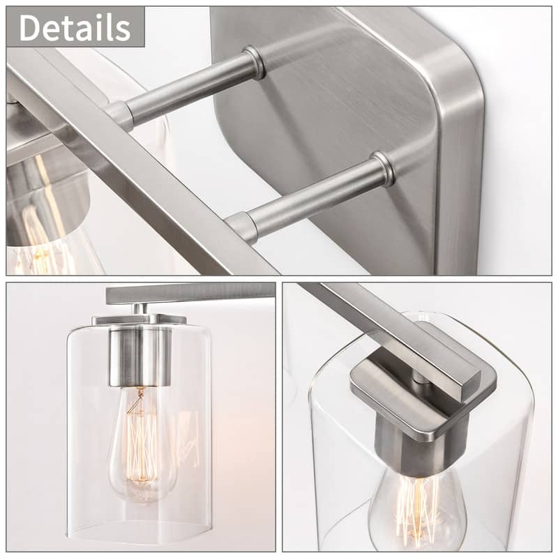 KAWOTI 4-Light Modern Bathroom Vanity Light with Clear Glass Shades