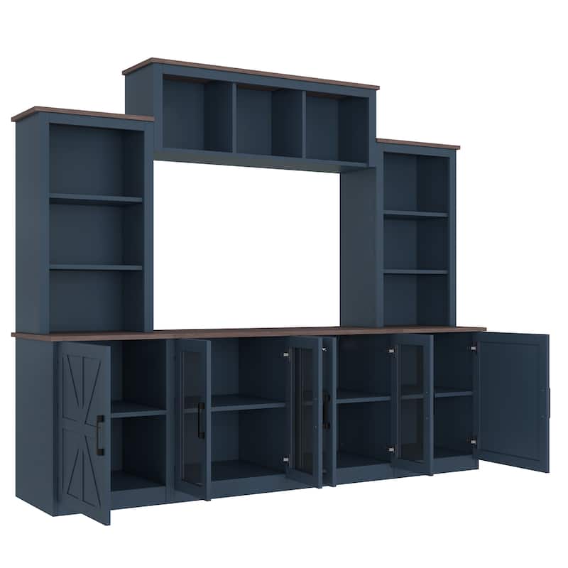 Wall Unit Entertainment Center with Charging Station and USB Charging, with Large Storage Cabinet, TV Stand Media Console