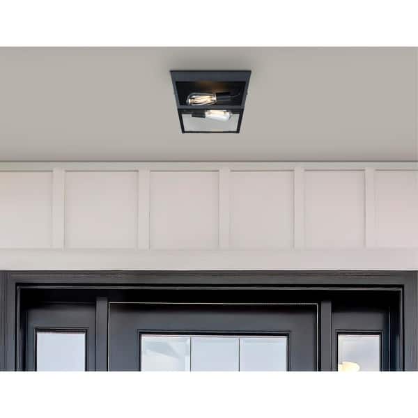 slide 2 of 11, Westinghouse Lighting Peterson 12 Inch, Two Light Outdoor Flush Mount Ceiling Fixture 2-Light - Textured Black