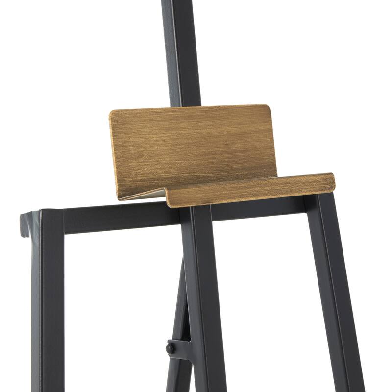 Black Metal Painter's Inspired Floor 4 or 3 Tier Easel with Gold Accents