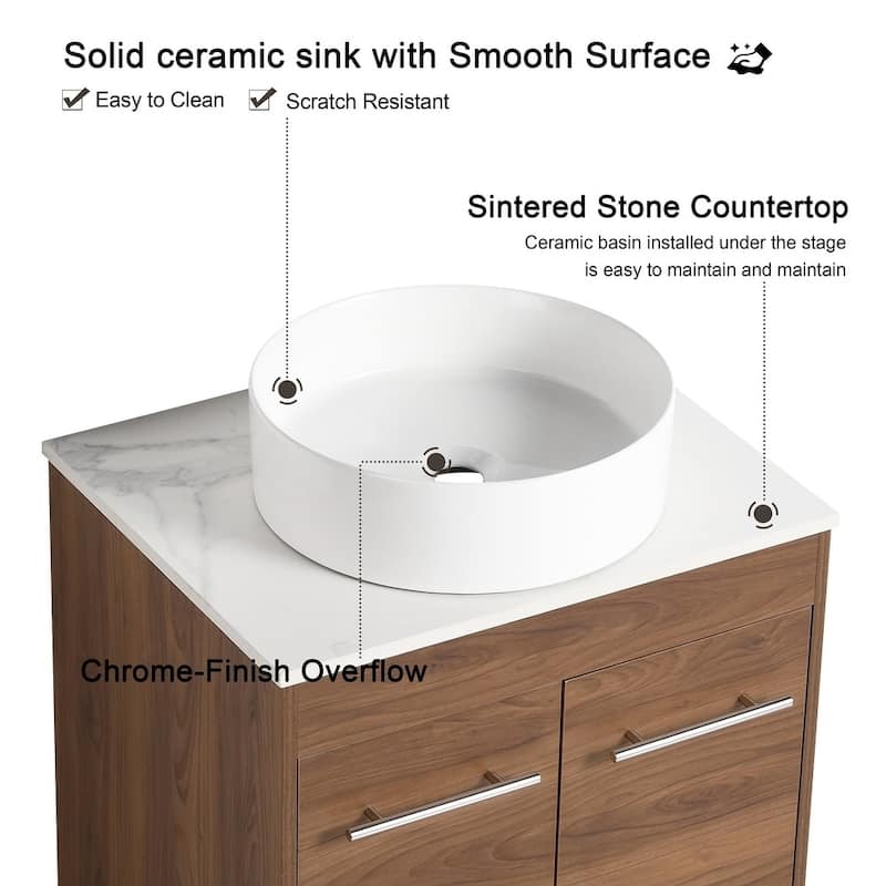 24" Bathroom Vanity with Sink, 24 Inches FreeStanding Vanity, Modern Sink Vanity Combo, Floor Stand Vanity