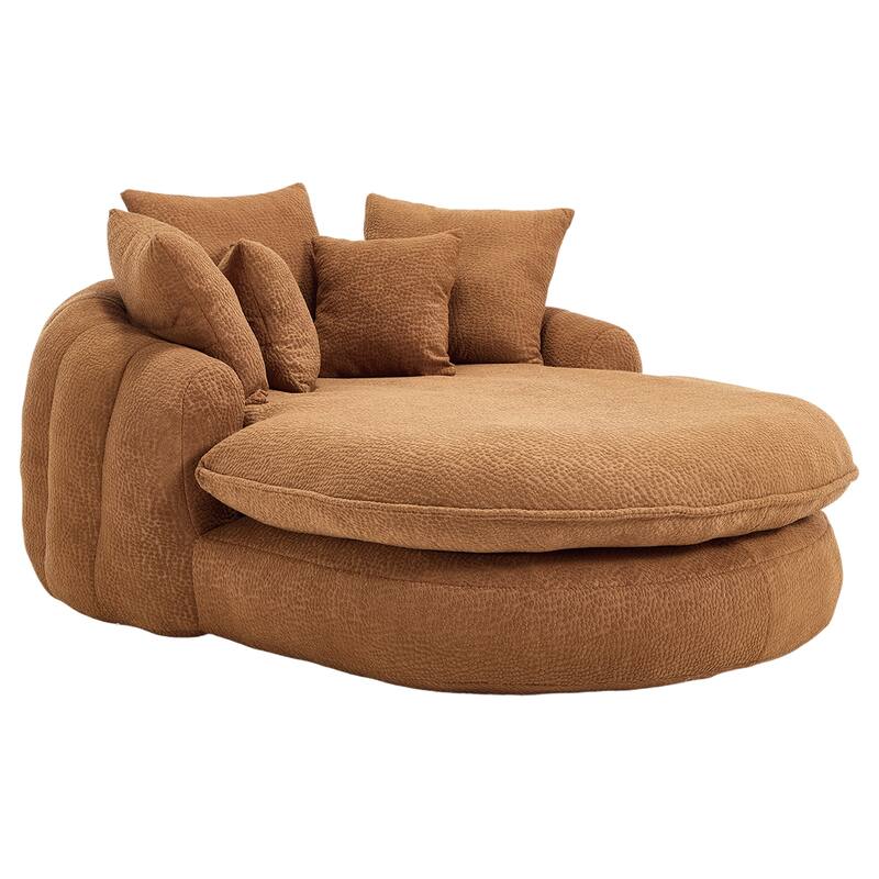 Oversized Chenille Single Sofa Chair / Oval Upholstered Bean Bag Sofa / Living Room Lazy Floor Sofa Chaise Lounges Cloud Couch