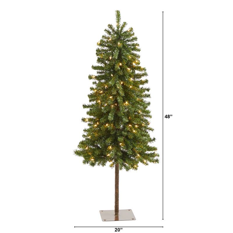 4ft. Alpine Artificial Christmas Tree with 100 Lights & 260 Branches - Compact Holiday X-Mas Décor Tree