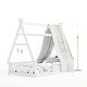 preview thumbnail 16 of 16, Montessori Low Floor Bed with Fence, Wood Bed Frame with Roof and Safety Guardrail