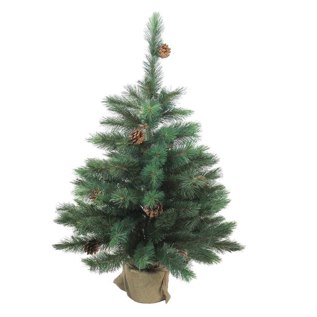 3' Potted Royal Oregon Pine Burlap Base Full Artificial Christmas Tree - 3 Foot