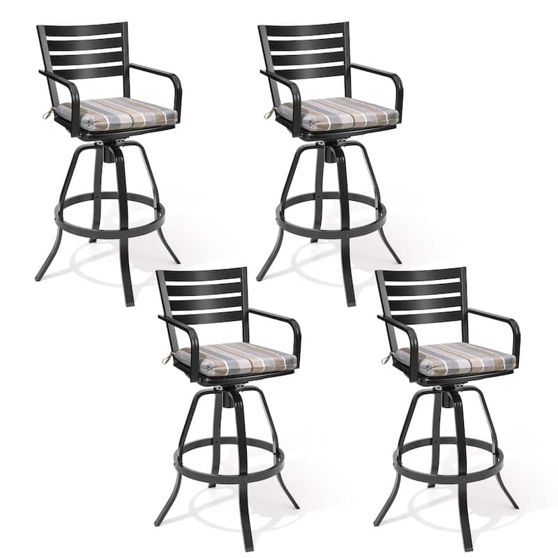 Crestlive Outdoor Cast Aluminum Swivel Bar Stool with Sunbrella Cushion - 18.5" W x 18.5" D x 45.67" H