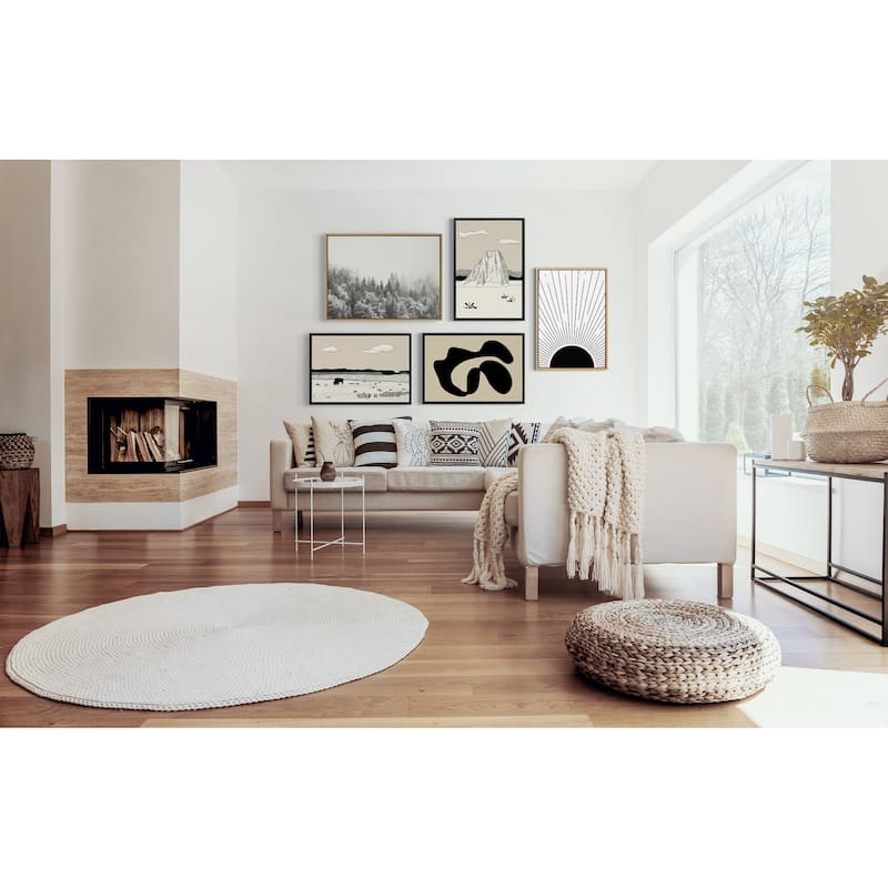 Kate and Laurel Sylvie Fog Framed Canvas by The Creative Bunch Studio