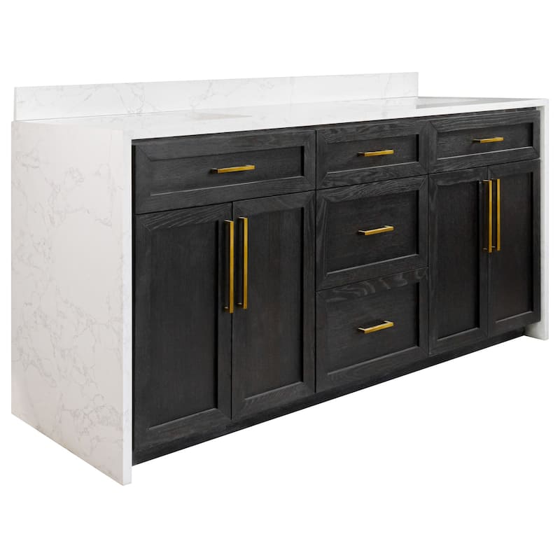 KitchenBathCollection Palisade 72" Double Waterfall Vanity with Engineered Marble Top