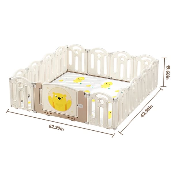 Foldable Playpen, Baby Safety Play Yard with Fence Indoor Toys