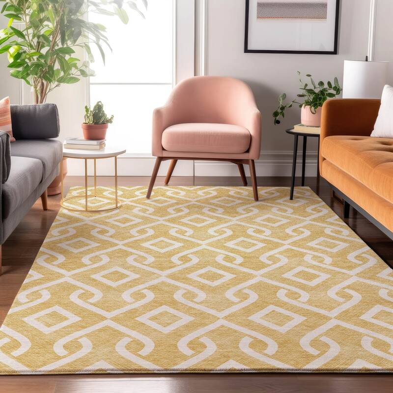 Premium Washable Super Soft Modern Medallions Mayfield Rug - Gold - 2' 6" x 3' 10" - Rectangle