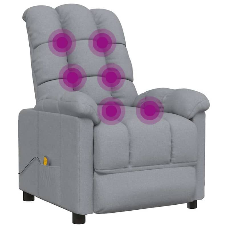 vidaXL Massage Recliner Light Gray Fabric - 29.1" x 39" x 40.2"
