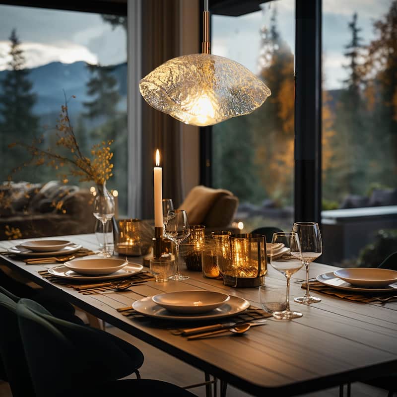 Ailly Modern Glam Mini 1-Light Kitchen Island Pendant Light with Textured Art Decor Glass - L 8.4" x W 3.9" x H 72.2"