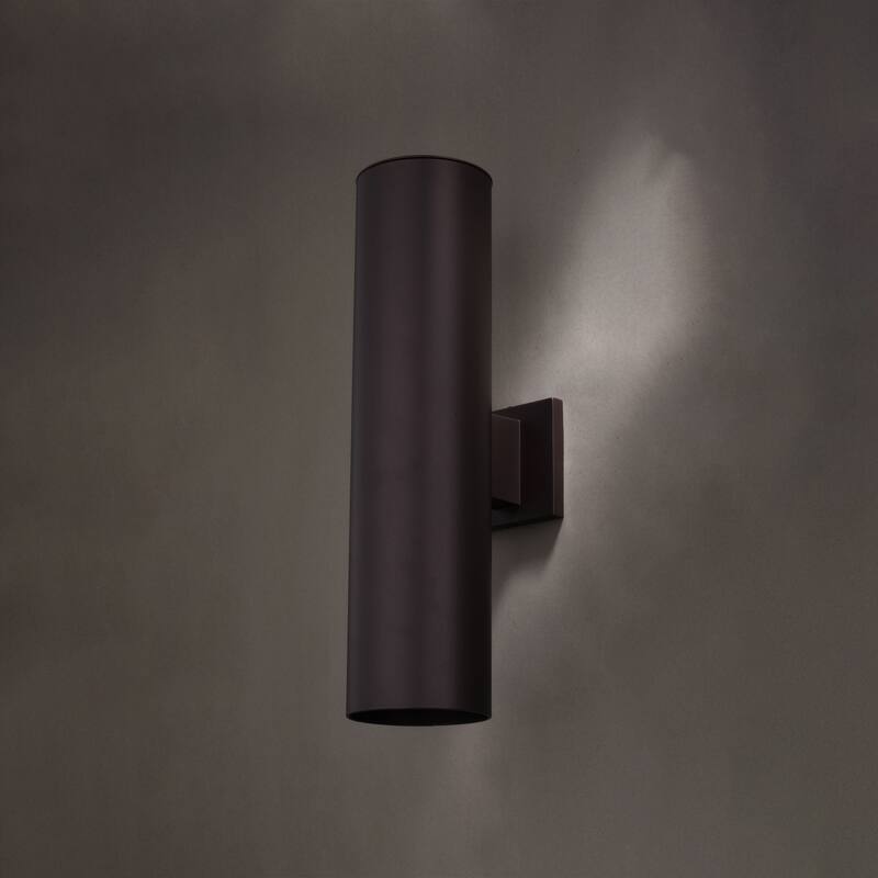 Chiasso 2-Light Modern Outdoor Wall Sconce, Rust-Resistant Aluminum Cylinder Shade, Up Down Lighting, Exterior Lantern