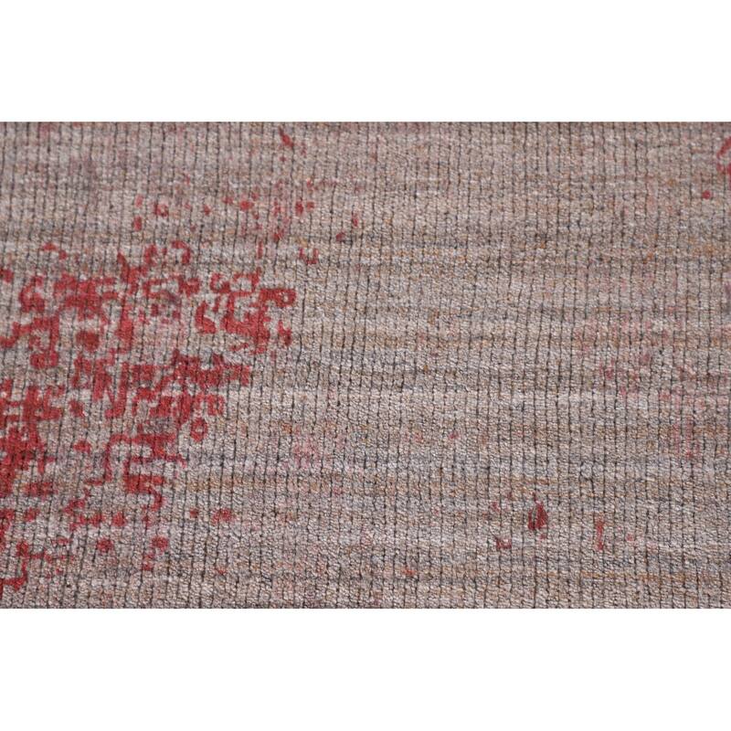 Pink Abstract Area Rug Handmade Contemporary Wool Carpet - 5'1"x 8'3"