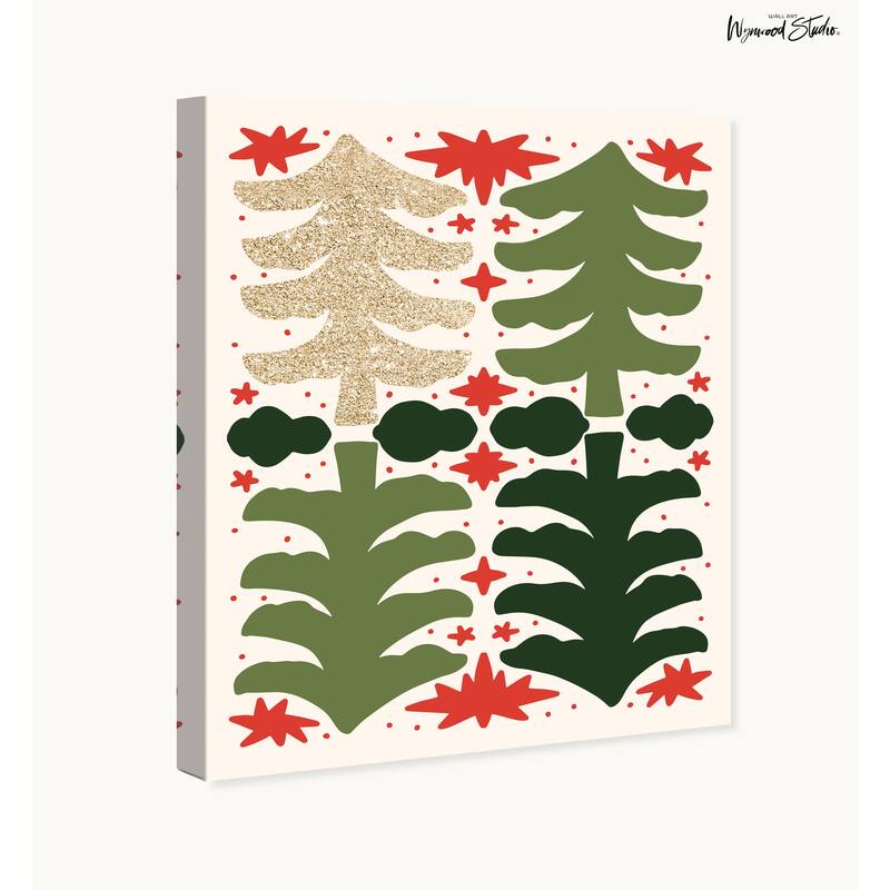 Wynwood Studio Canvas Holiday and Seasonal Glitter Pines Agreement Gold Modern & Contemporary Wall Art Canvas Print