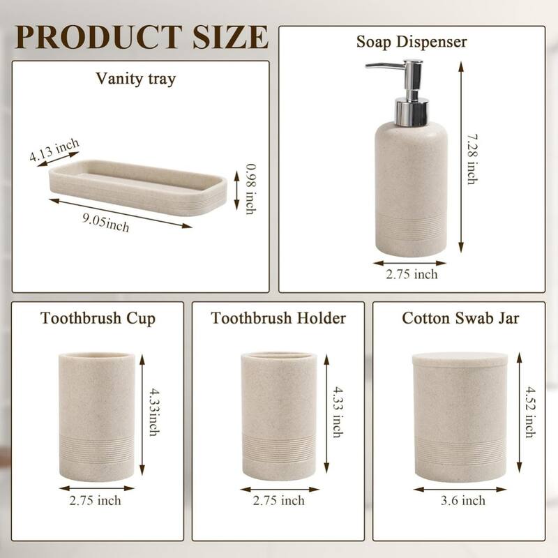 6-piece bathroom toothbrush set, glass cup, cotton swab jar, modern bathroom organizer