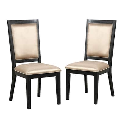Set of 2 Upholstered Dining Chairs with Pad Seat in Espresso