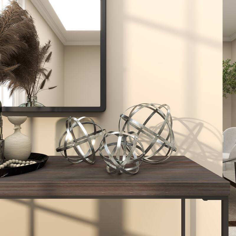 Metal Geometric Sculpture - Set of 3 Silver - Roche River Decor