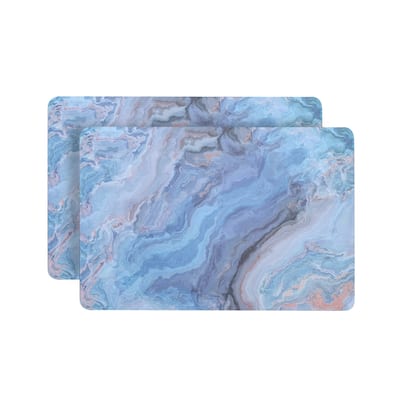 Dainty Home Marble Cork Placemat Set of 2 12" x 18'' in Blue
