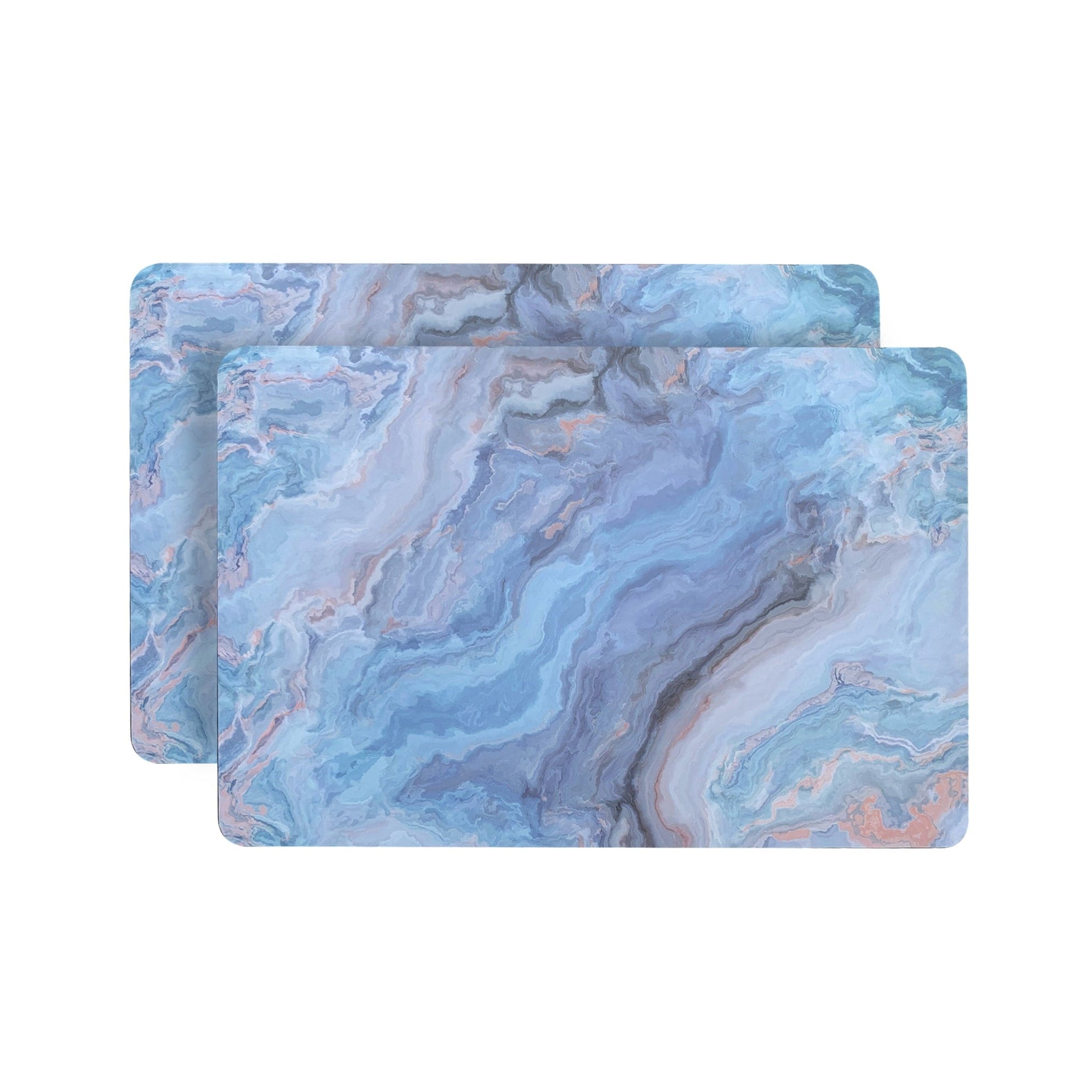 Dainty Home Marble Cork Placemat Set of 2 12" x 18'' in Blue