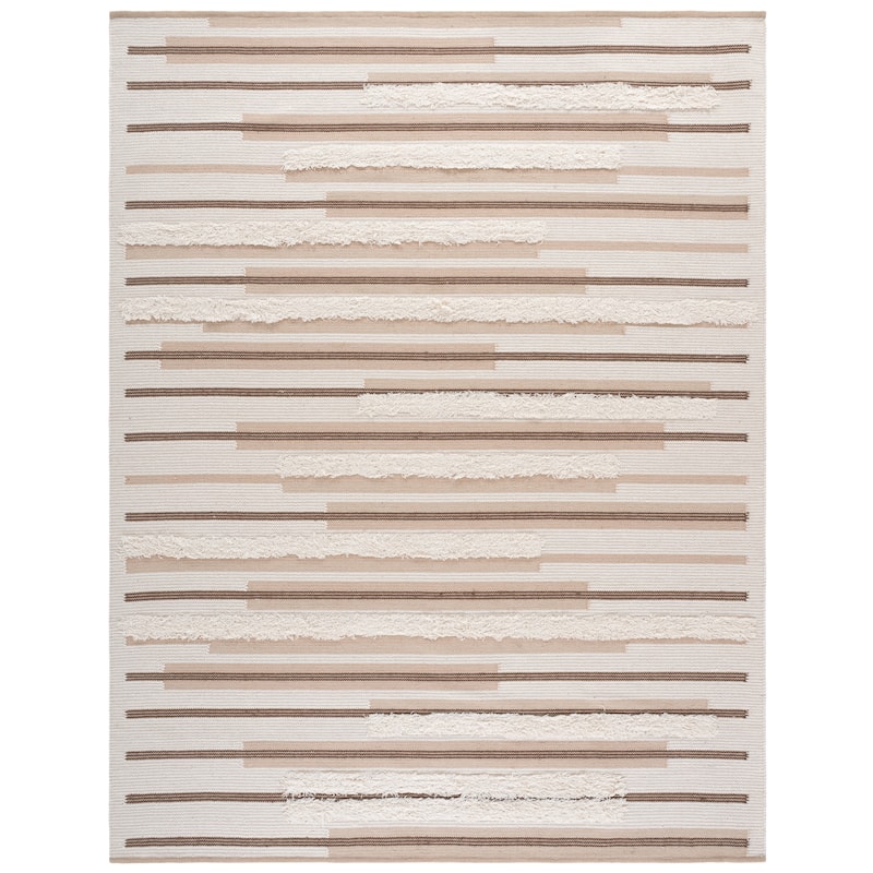 SAFAVIEH Handmade Kenya Herta Striped Wool Rug - 8' x 10' - Beige/Ivory