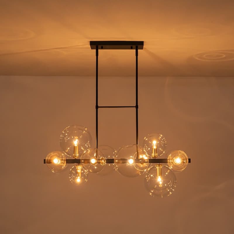 12-Light Mid-century Clear Glass Globe Island Chandelier