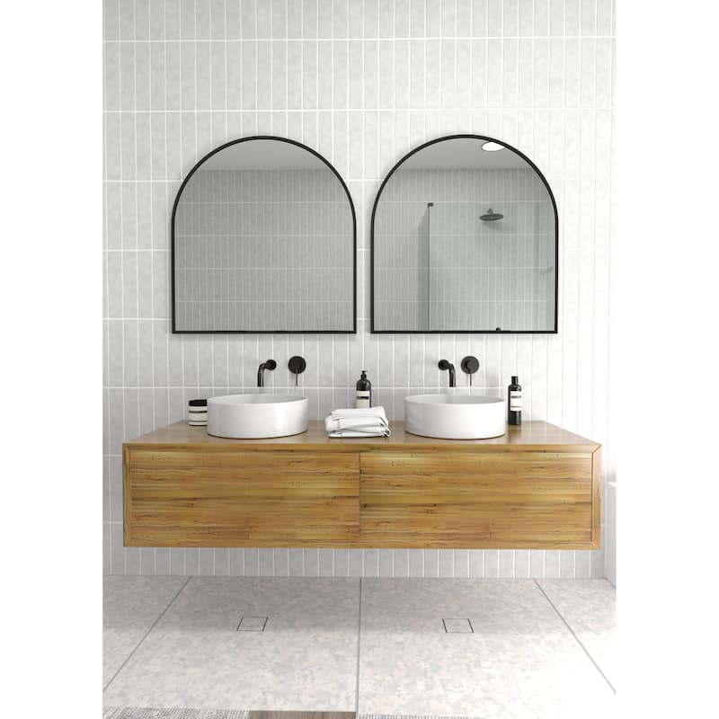 Glass Warehouse Arched Stainless Steel Framed Wall Mirror