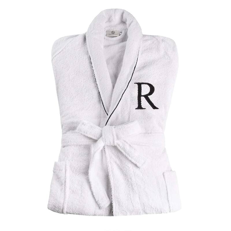 Superior 100% Cotton Embroidered Adult Unisex Luxury Bathrobe - Large-Extra Large - Letter R